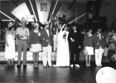 Redcoats Terry Perryman & Mikkie Burns re-enacting the royal wedding in 1982