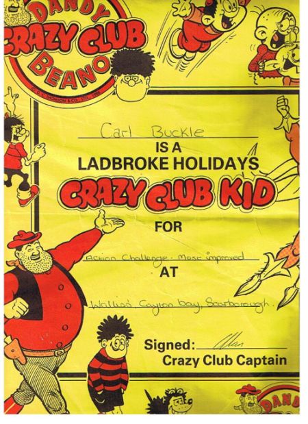 Cayton Bay Crazy Club Kid Certificate