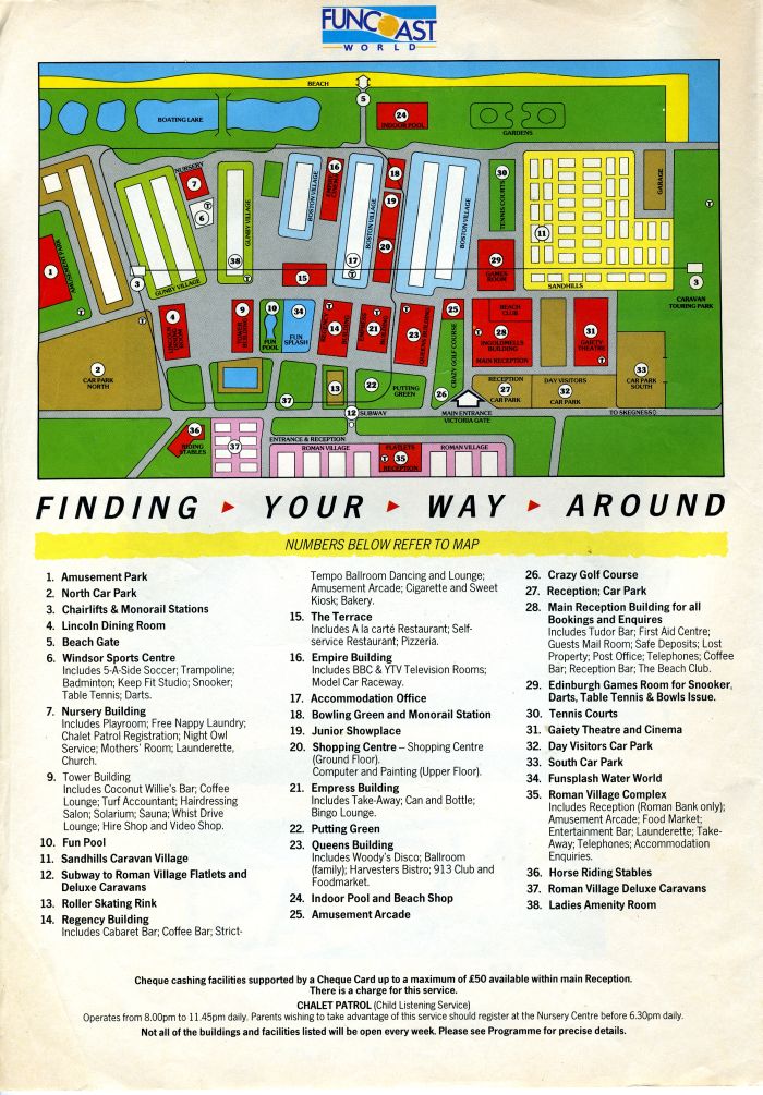 Butlins Skegness Map 1987