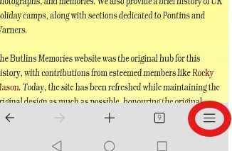 Butlins Memories Website on Android
