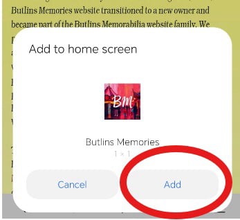Butlins Memories Website on Android