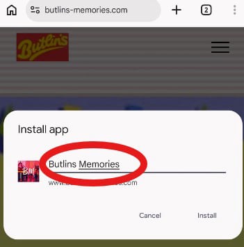 Butlins Memories Website on Android