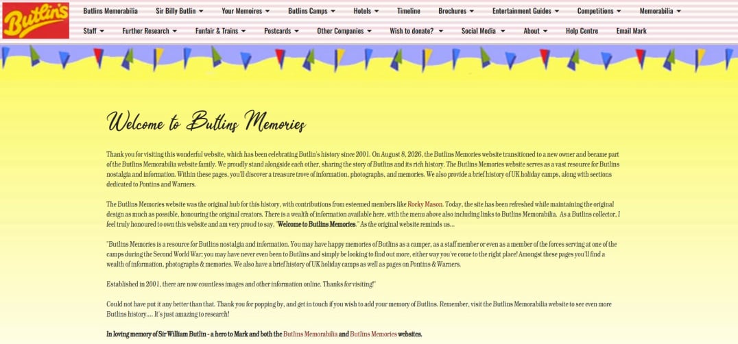 Butlins Memories Website
