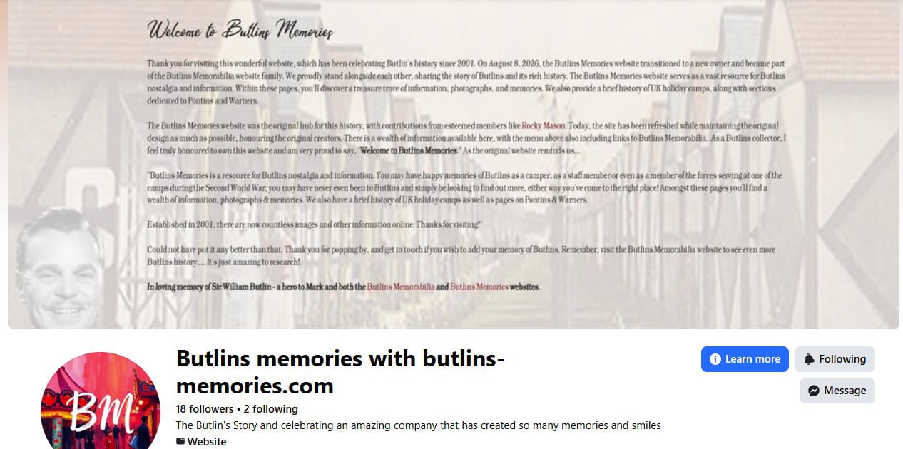 Butlins Memories Facebook Page