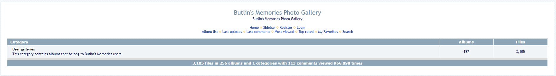 2011 screenshot of Butlins Memorabilia website