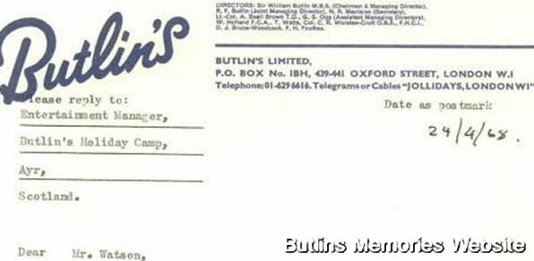 Butlins Memories Ayr Memorabilia items