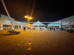 View down shops at night