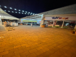 View down shops at night