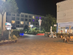 Shoreline Hotel at night