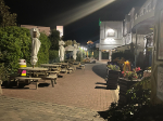 Outside Scoop and pub at night