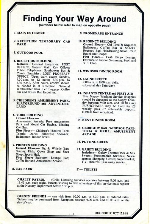 Key to Bognor Map from 1981