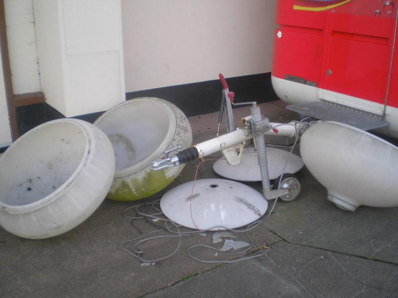 Old light fittings left at the front of the old Reception Building