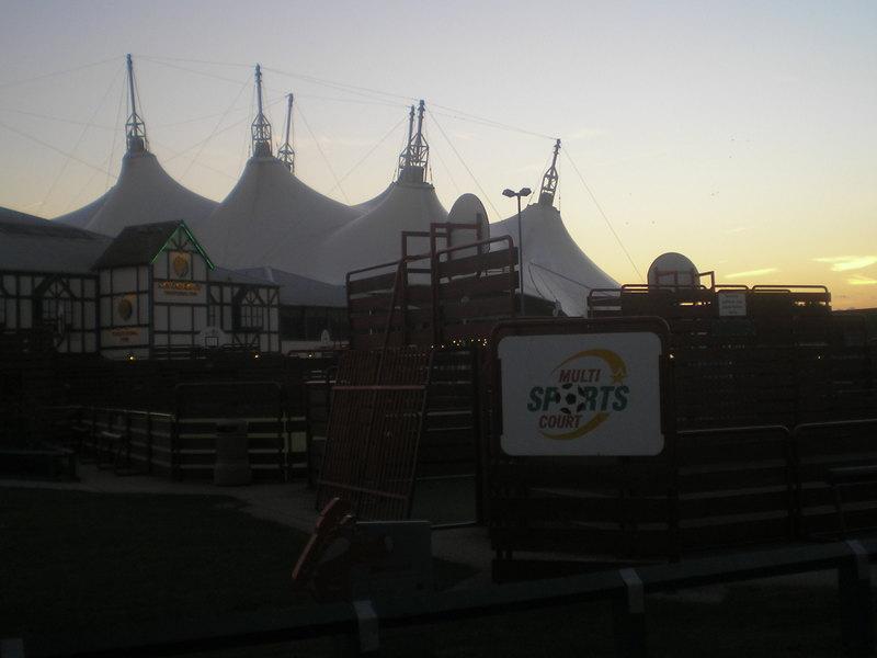 The sun setting on the multi sports court