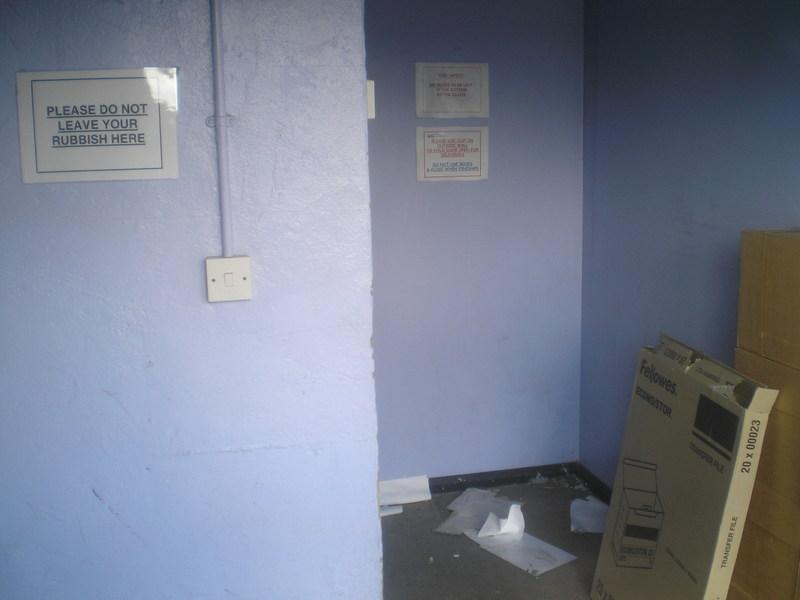 View looking into a door on the old reception building
