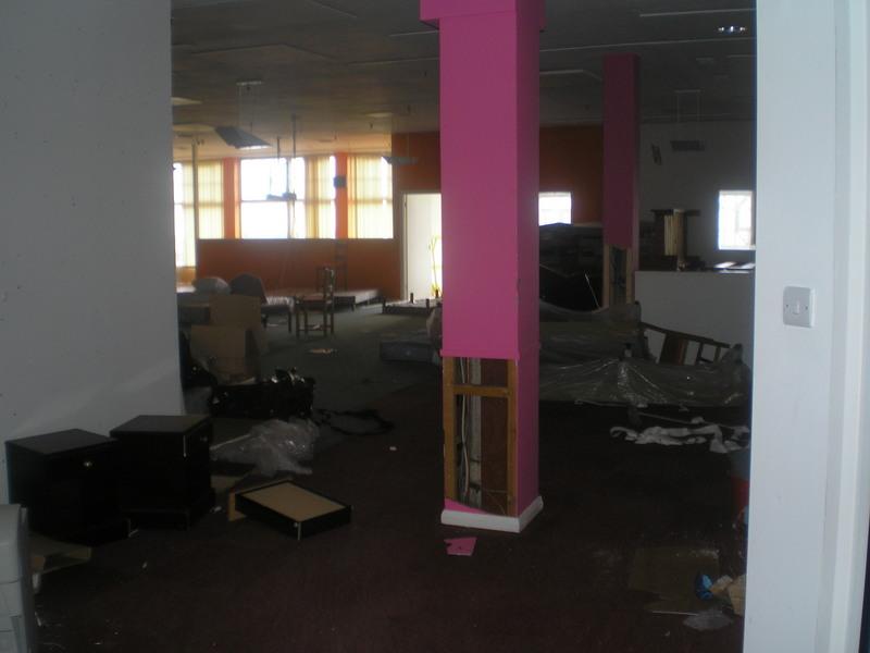 An upstairs room in the old reception building