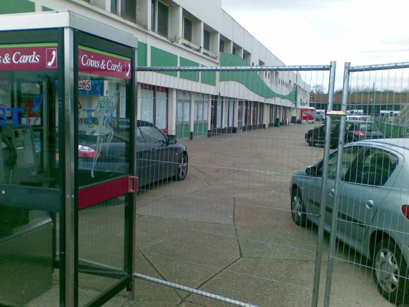 The old reception building fenced off