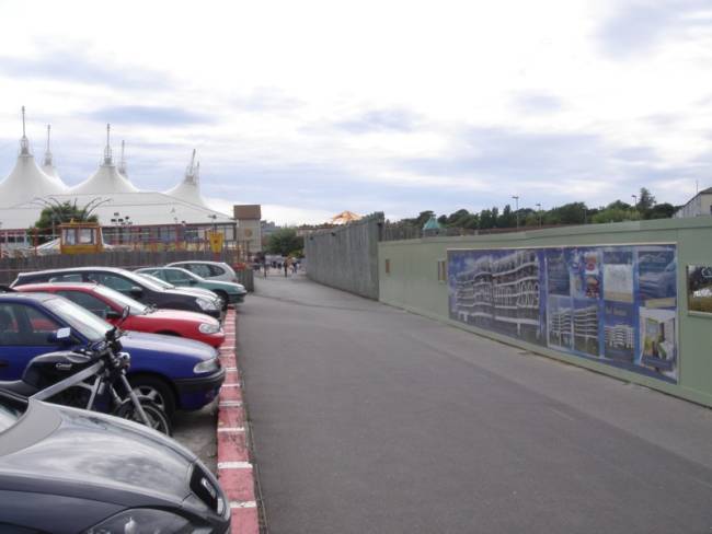 The fencing surrounding the new hotel site