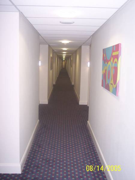 A corridor in the Shoreline Hotel