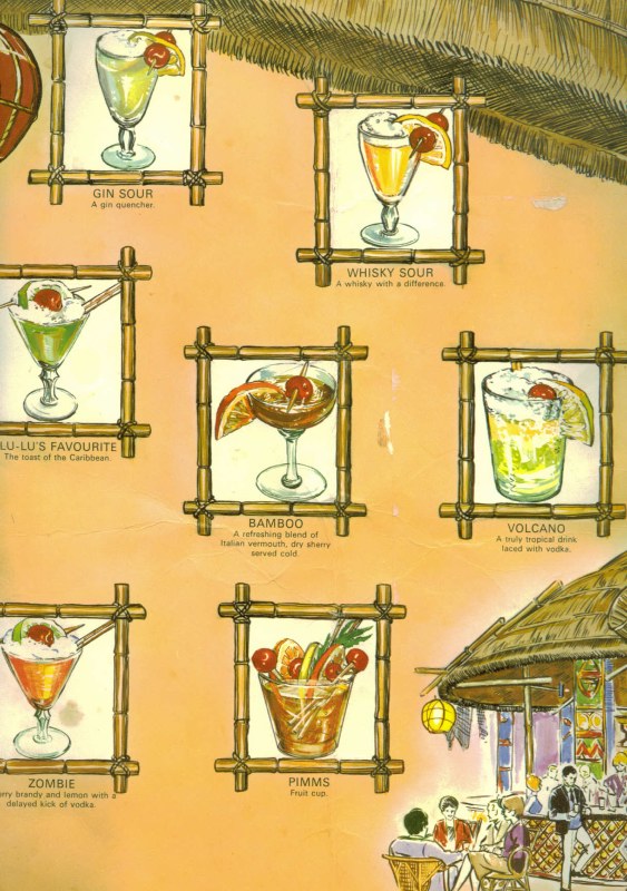 1970s Butlins Beachcomber Bar Menu