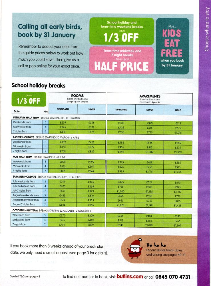 Booking Guide Page 39 - Skegness Accommodation Prices