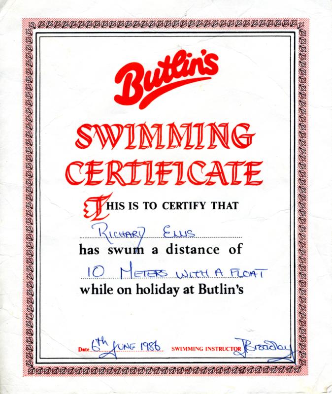 Swimming Certificate