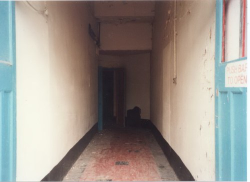 Door leading to stage and front row seats