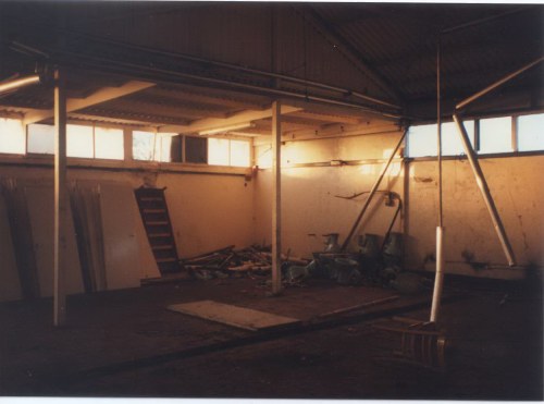 Looking from dining hall to entrance wall