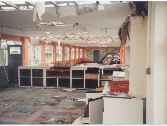 View from kitchen doorway towards store