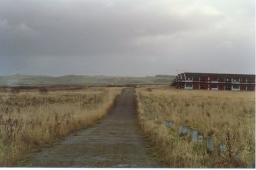 The road along the coast which leads to Blue Camp (seen on the right)