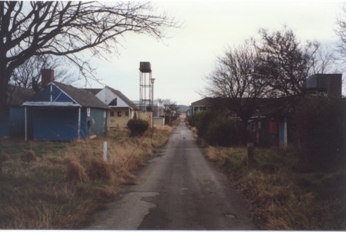 Middle road looking south with the Crazy Golf course on the right and Red Camp 'A' row chalets on the left