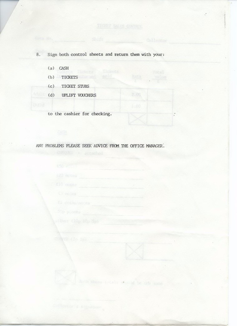 Note to ticket collectors - 2