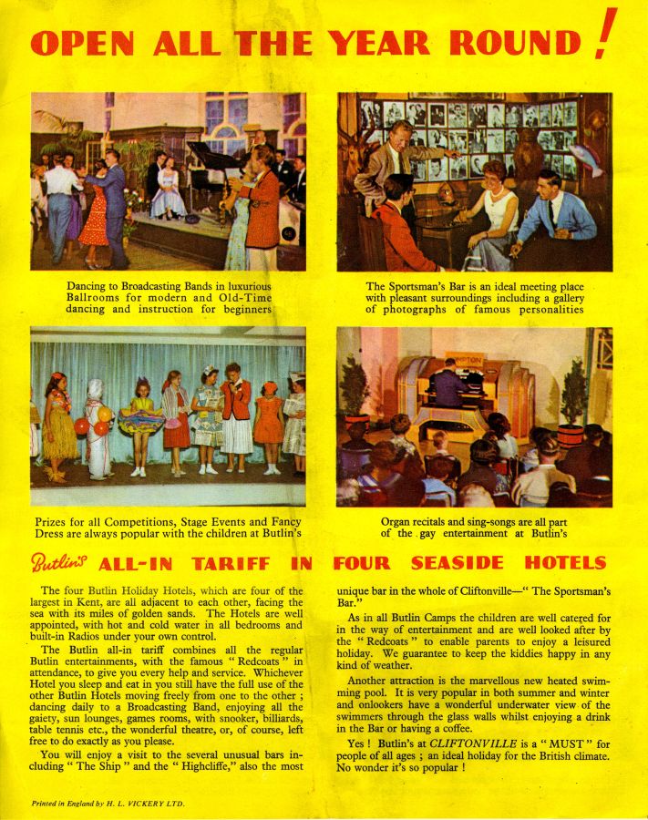 Cliftonville Hotels Leaflet - Back Cover