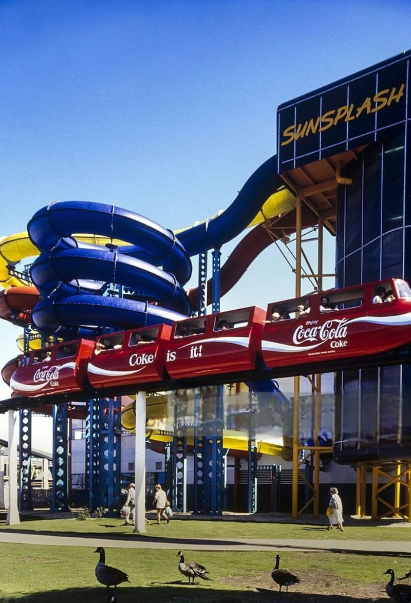 Train and Chairlift with the dry ski-slope in the background