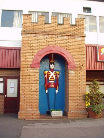 Original fibreglass soldier outside the Infant Building