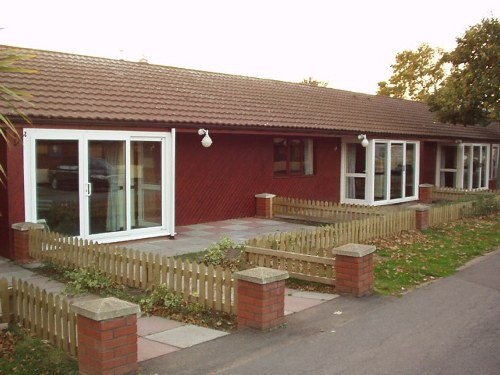 Luxury chalets at front of former Red Camp