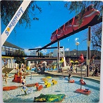 Monorail over outdoor pool