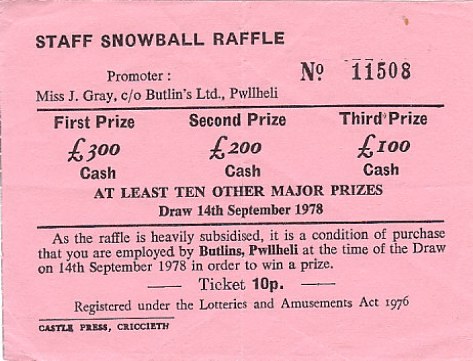 Staff Raffle 1978