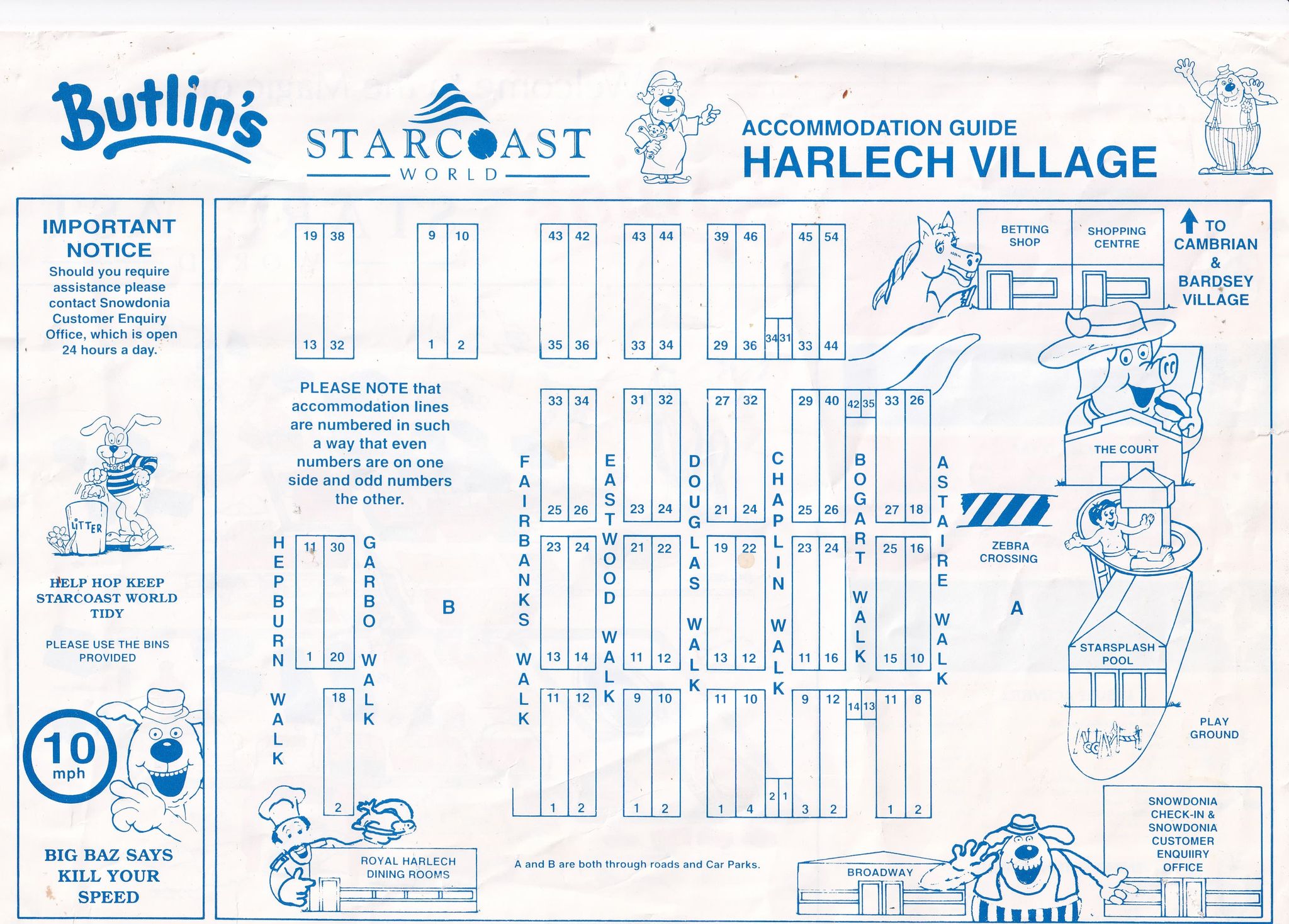 Late 90s Pwllheli Harlech Village Map of Unconfirmed Year