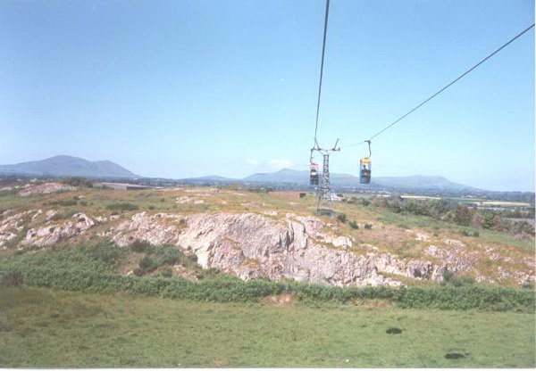 View of the chairlift over the cliff