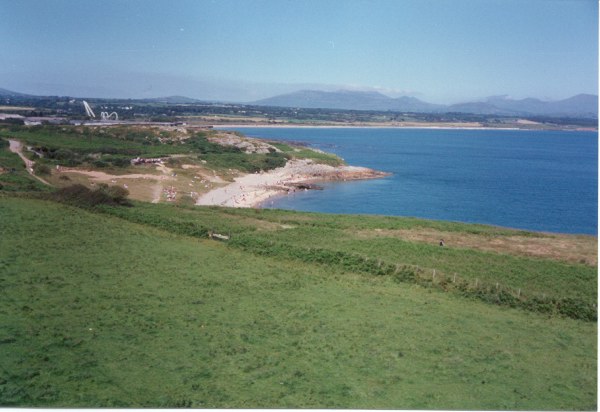 View from the chairlift showing the beach