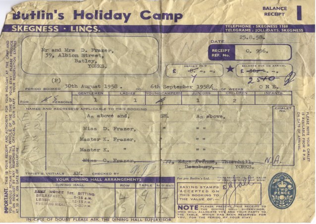 Balance Receipt 1959