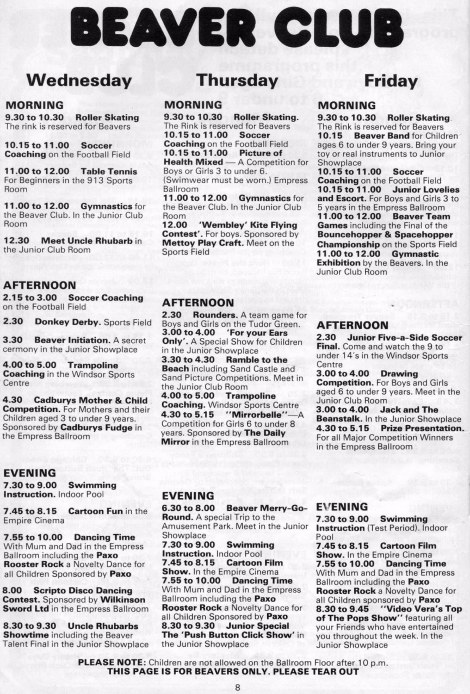 Beaver Club - Wednesday to Friday