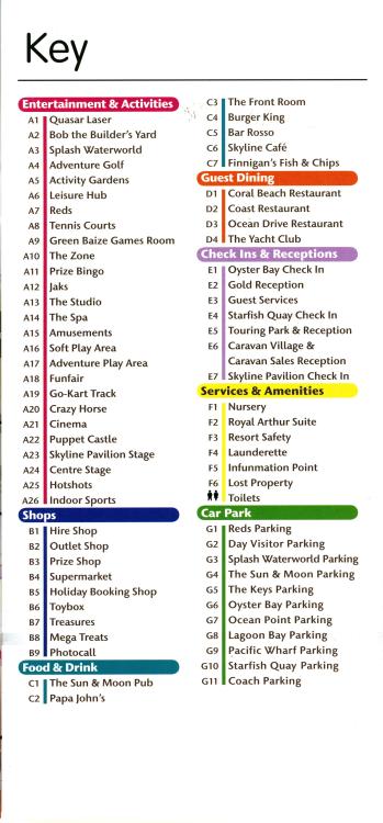 Key to Butlins Skegness Map 2010
