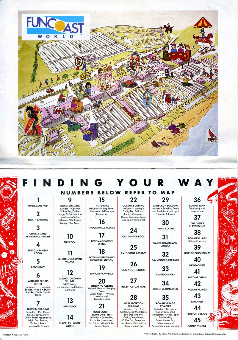 Butlins Skegness Map 1989
